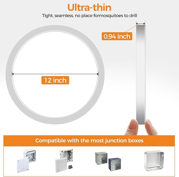 2PACK LED Flush Mount Ceiling Light Fixture, 3000K-4000K-6500K & 150W - Image 4