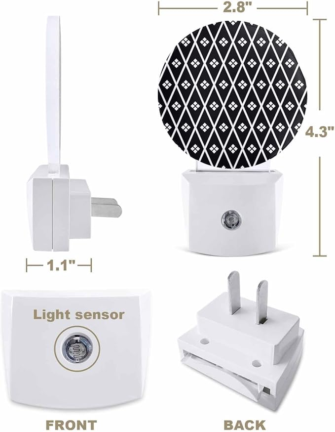 Night Lights Auto Sensor Black Diamond Night Light Geometric Rhombus Round Lamp - Image 2