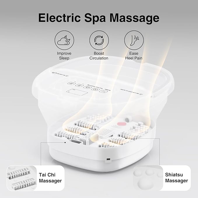 Pedicure Foot Spa with Bubble and Heat, Collapsible Foot Soaking Tub with - Image 2