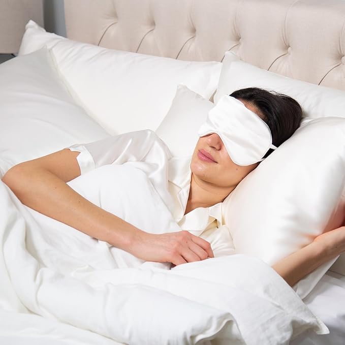 Fishers Finery 25 Momme Mulberry Silk Travel Sleep Mask |Adjustable Strap - Image 3