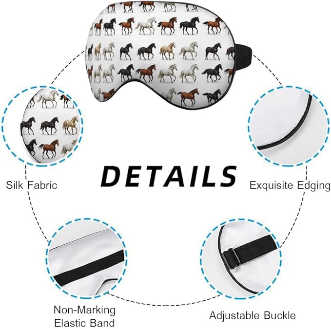Silk Brown White Horse Eye Mask Animal Design, Adjustable Strap - Image 3