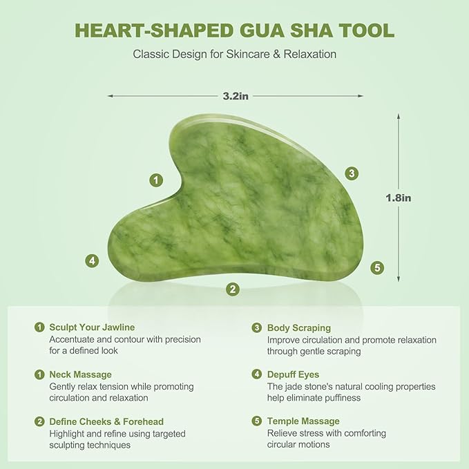 3 PCS Jade Stone Gua Sha Set Face Massager, Body Gua Sha Tool, Jade Gua Sha - Image 4