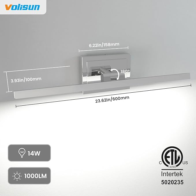 VOLISUN Modern Bathroom Vanity Light 24 inch, 14W Dimmable 5CCT Led Bathroom - Image 6
