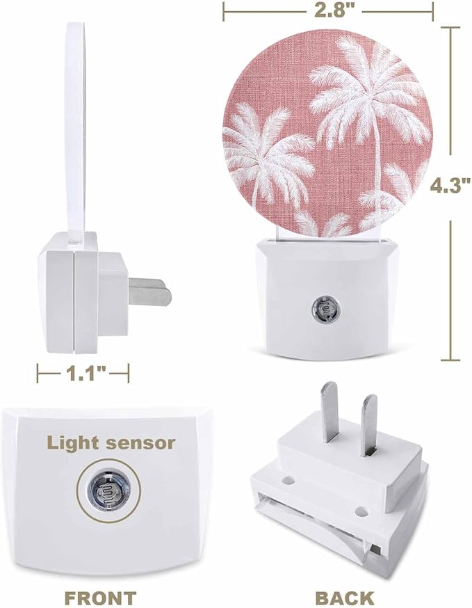 Night Lights Auto Sensor Tropical Palm Trees Night Light Rose Pink Linen - Image 2