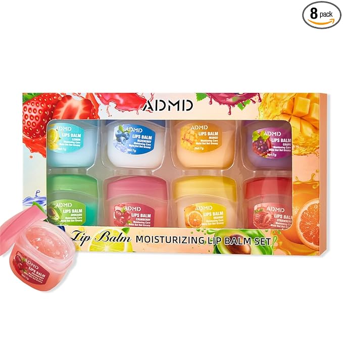 8 Packs Fruit Flavor Mini Lip Balm Set, 8 Pack Fruit Lip Balm by BOXVERIA
