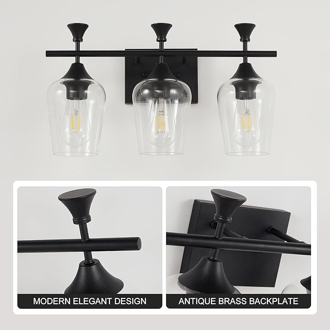 Bathroom Light Fixtures, Matte Black Vanity Lights - Image 3