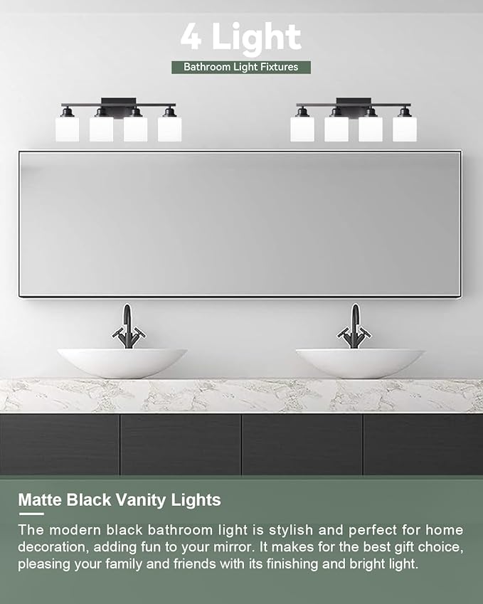 Sailstar Vanity Light Fixtures, Matte Black, Over Mirror, Modern Bathroom Light - Image 2