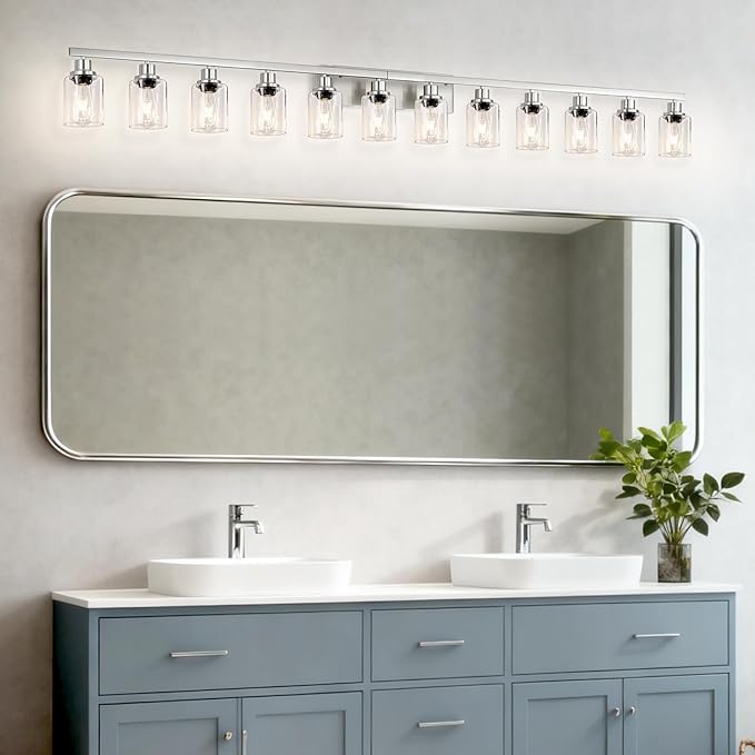 Brushed Nickel Bathroom Vanity Light, 12 Light Brushed Nickel Bathroom Lighting - Image 6