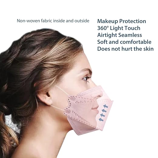 Borje KN95 Face Masks for Adults 50 Pack, 5-Ply Pink Disposable Face Mask - Image 6