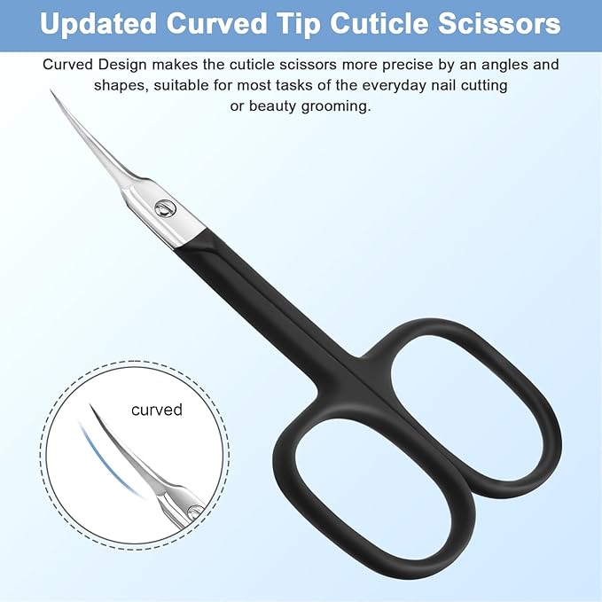 Lermende Cuticle Scissors Extra Fine Curved, Portable Stainless Steel Manicure - Image 3