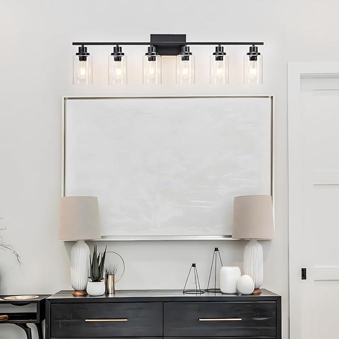 6 Light Bathroom Light Fixtures Black Vanity Light Over Mirror Modern Farmhouse - Image 4