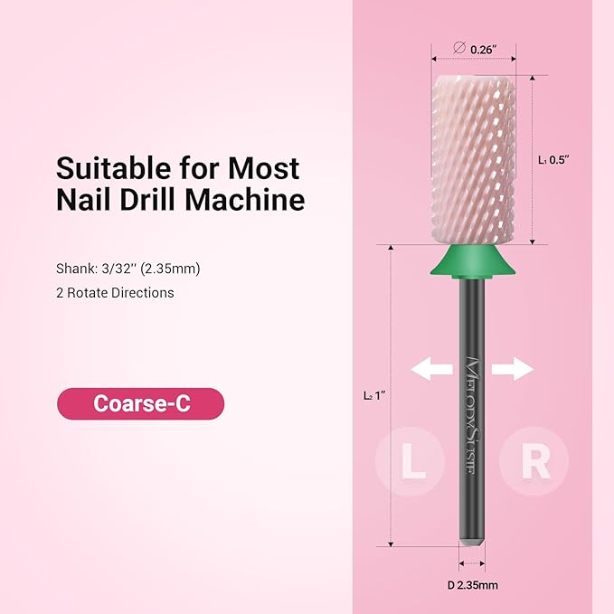 MelodySusie Ceramic Nail Drill Bits, 3/32'' Chamfer Flat Top Large Barrel Bits - Image 4