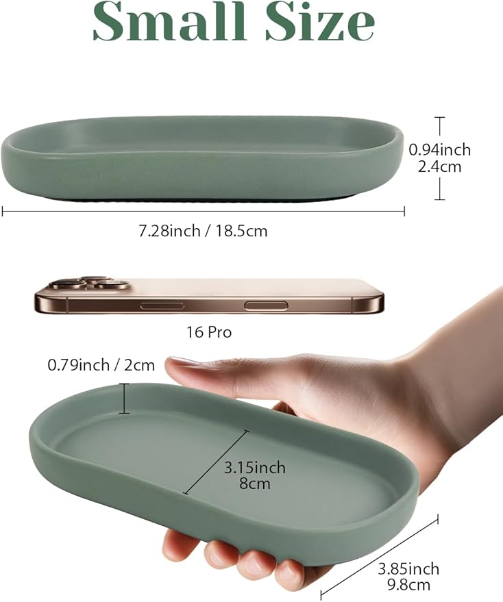INGOFIN 7" Ceramic Bathroom Vanity Tray- Bathroom Organizer Countertop Tray - Image 2