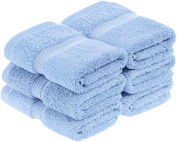 Superior Egyptian Cotton Pile Face Towel/Washcloth Set of 6, Ultra Soft Luxury by SUPERIOR