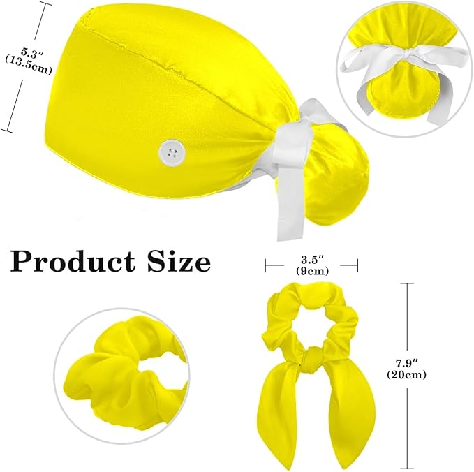 Scrub Cap with Hair Scrunchy, Ponytail Holder Surgical Cap - Image 2