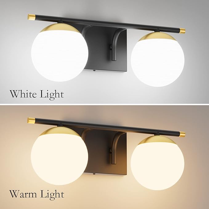 Ralbay Black and Gold Bathroom Vanity Light 2-Light Mid Century Modern Vanity - Image 4
