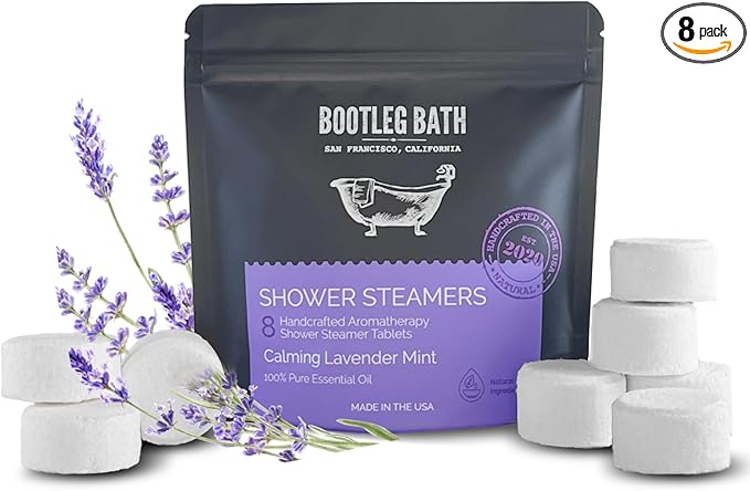 Shower Steamers Aromatherapy Lavender 8 Pack, 100% Pure Essential Oil, All by BOOTLEGBATH