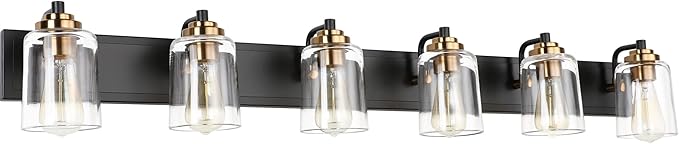 SOLFART Bathroom Vanity Light Black and Brass Bathroom Light fixtures Durable by SOLFART