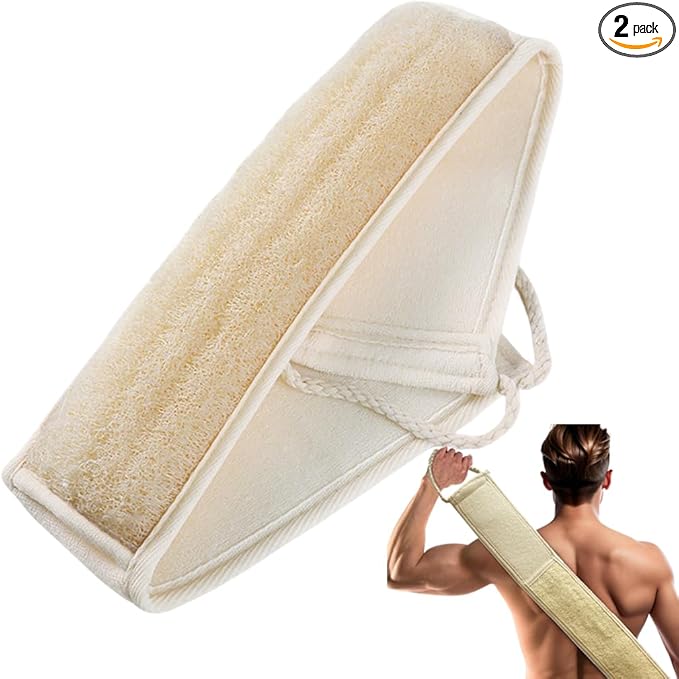 Extra-Long Natural loofah Back Scrubber, Long Back Scrubber by haikuluoNaturalLoofah