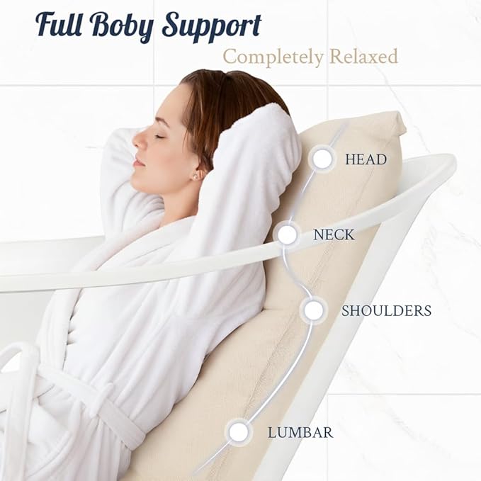 Luxury Bath Pillow for Bathtub, Soft & Comfortable Head Neck & Back Support - Image 2