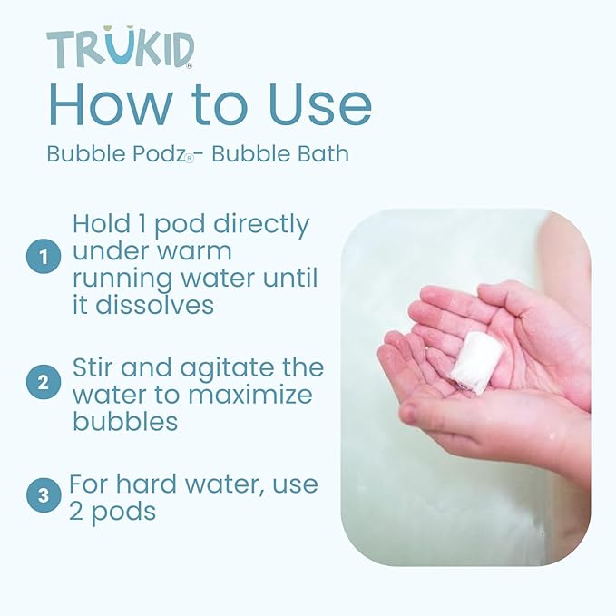 TruKid Bubble Podz Bubble Bath for Kids, & Babies, Tear Free Gentle & - Image 3