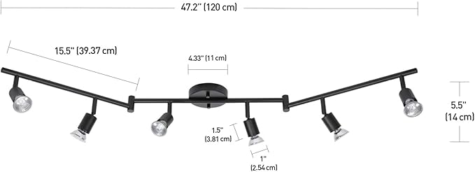 Globe Electric 59693 6-Light Foldable Track Lighting Kit, Matte Black Finish - Image 9