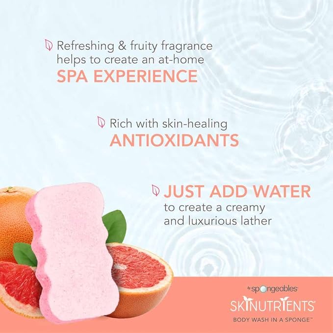 Spongeables Body Wash in a 20+ Wash Sponge, Sweet Grapefruit - Image 8