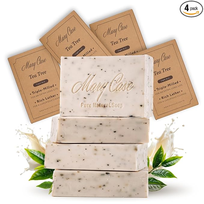 Mary Case Goat Milk & Tea Tree Bar Soap Set of 4 | Natural Soap by MARYCASEHOMEBEAUTYFASHION