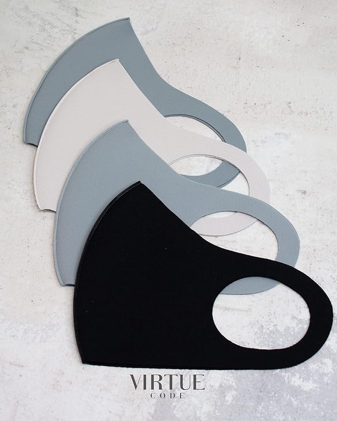 Virtue Code Second Skin Cloth Face Mask Pack. 4 Buttery Soft Masks Washable - Image 6