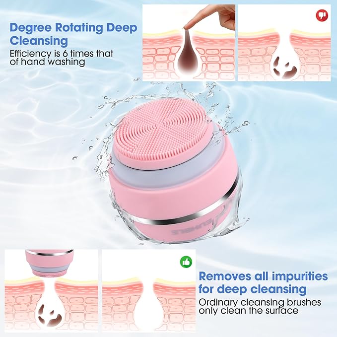 Electric Facial Cleaner with 6 Modes & 3 Light Effects, Rechargeable Waterproof - Image 4