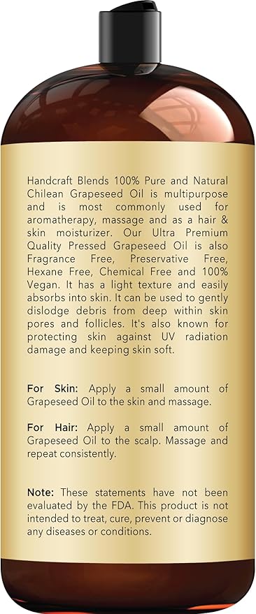 Handcraft Blends Grapeseed Oil | 100% Pure and Natural | Bath & Body Oil | - Image 2