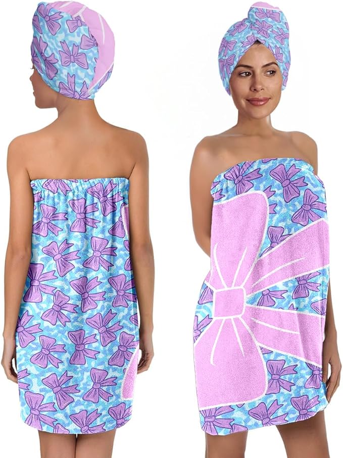 Bow Towel Wrap for Women Girls – Microfiber Shower Spa Wrap - Image 3