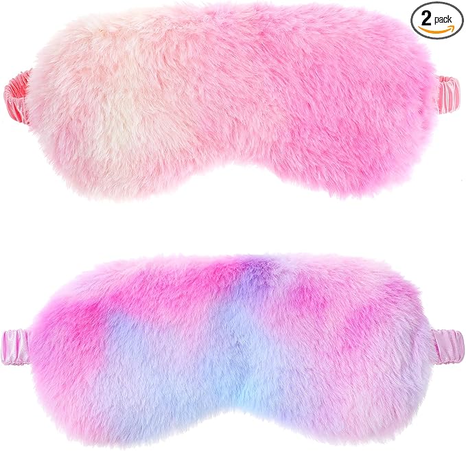2 Pcs Plush Eye Mask Soft Sleeping Blindfold Eye Cover Comfortable Furry Faux by WY+LIGHTING+LEVEL
