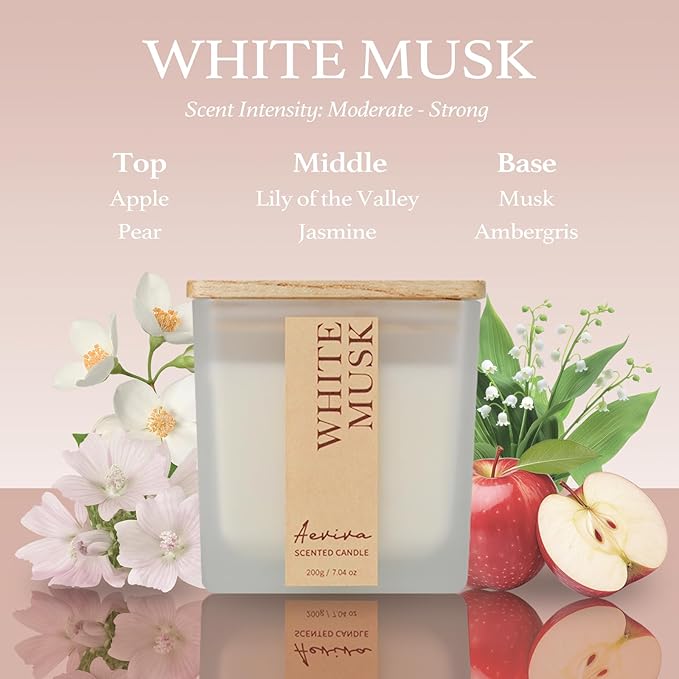 Scented Candle, 7.04 oz White Musk Aromatherapy Candle, Natural Soy Wax - Image 2