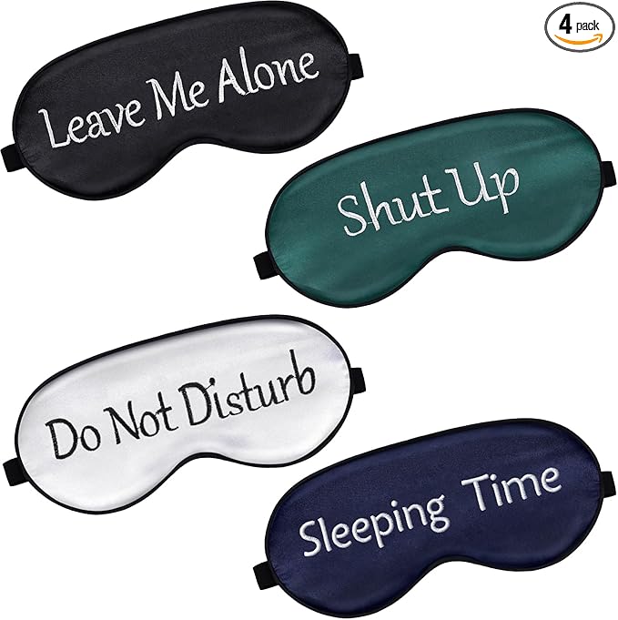 Geyoga 4 Pieces Funny Eye Mask for Sleep Soft Satin Blocking Blindfold by Geyoga
