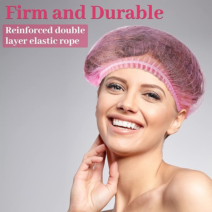 100 Pcs Disposable Nonwoven Bouffant Caps 21 Inch Hair Net Elastic Cap Hair - Image 5