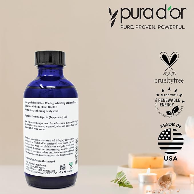 PURA D'OR Organic Peppermint Essential Oil 100% Pure & Natural Therapeutic Grade - Image 6
