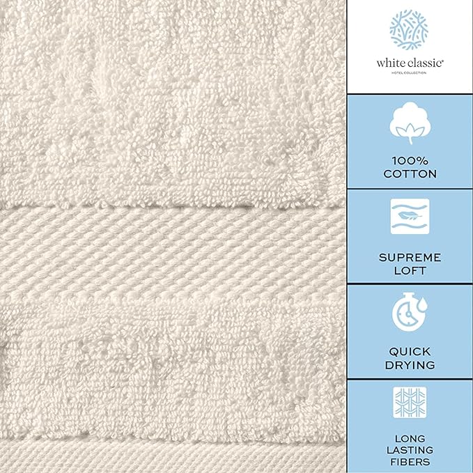 White Classic Luxury Soft Ivory Bath Sheet Towels - Image 6
