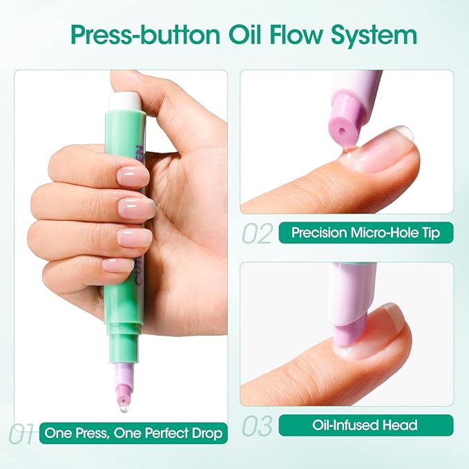 GELLEN 2Pcs Cuticle Pusher Oil Pen - 6ml Large Capacity Nail Oil Pen - Image 5