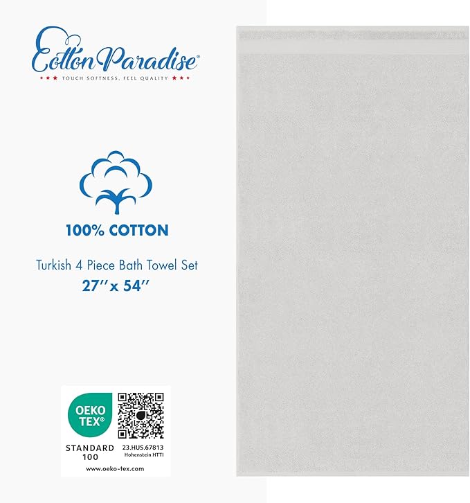 Cotton Paradise 4 Piece Turkish Bath Towels - Image 4