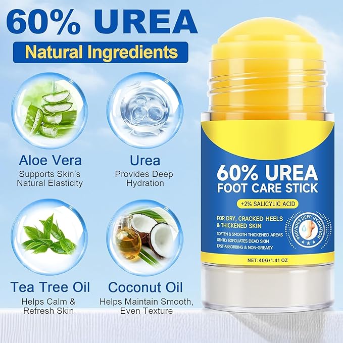 60% Urea Cream Stick with 2% Salicylic Acid, Maximum Strength Foot Care Balm - Image 5