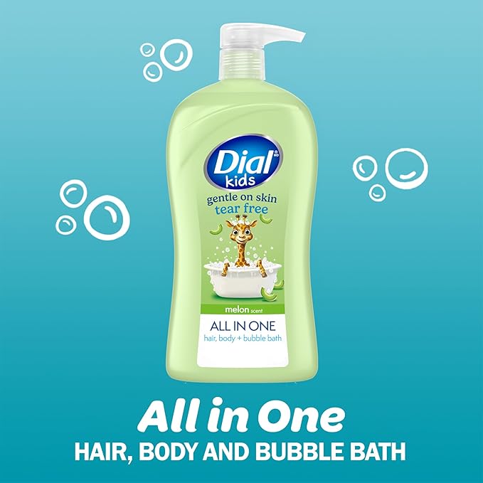 Dial Kids All-in-1 Body Wash + Hair + Bubble Bath, Melon Scent, 32 Fl Oz - Image 3