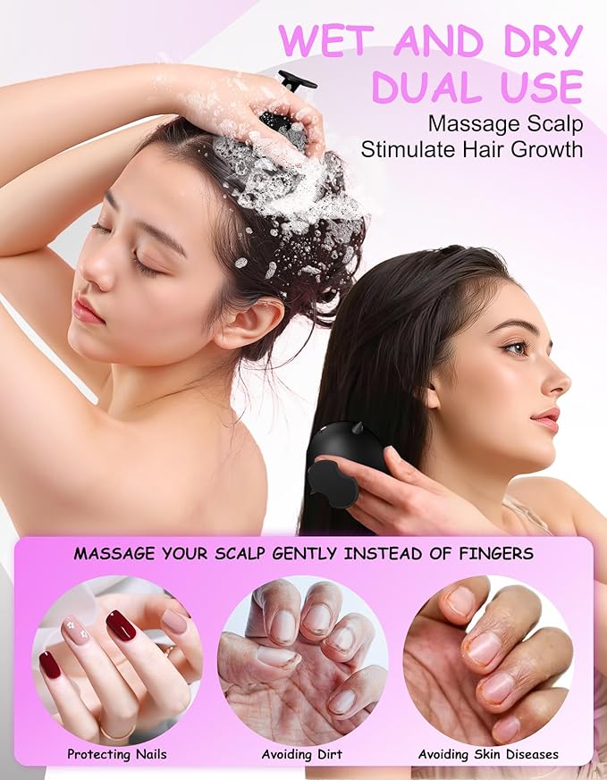 Scalp Massager Hair Growth Shampoo Brush, Silicone Scalp Scrubber Shower Scalp - Image 3