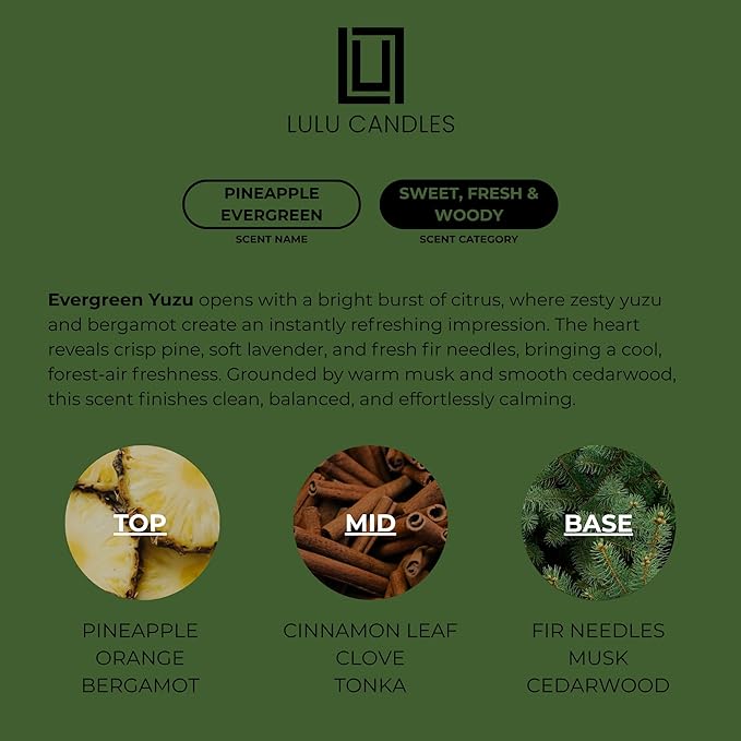Lulu Candles | Pineapple Evergreen | Luxury Scented Soy Jar Candle | Hand - Image 3