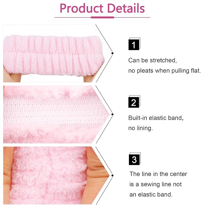 VELSCRUN Spa Headbands for Wash Face, Makeup Headband, Facial Skincare Headbands - Image 6
