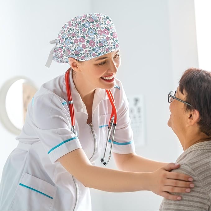 Scrub Caps Women Nursing Hats Floral Flowers - Image 6
