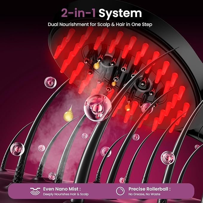 6-in-1 Rechargeable Scalp Massager Oil Applicator, Nano Mist, Electric Scalp - Image 4
