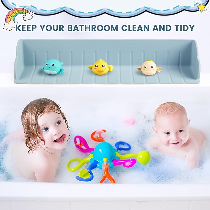 Bathtub Splash Guard for Tub, Silicone Bathtub Caddy Tray - Image 3