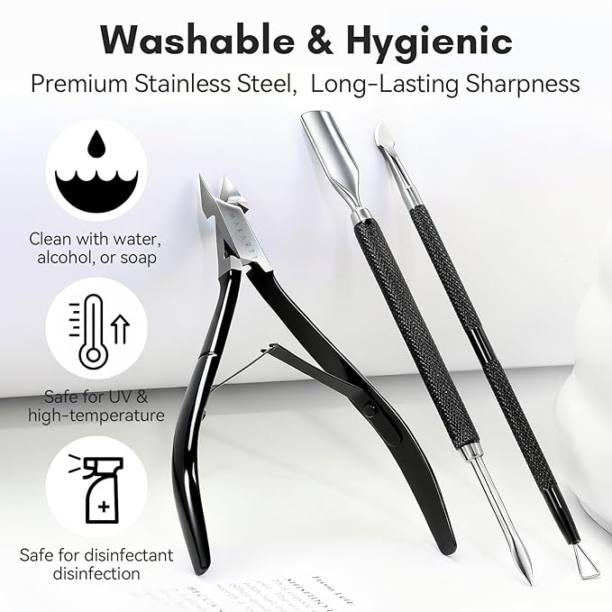 Makartt Cuticle Trimmer Set: Professional Cuticle Nipper and 2 Cuticle Pushers - Image 8