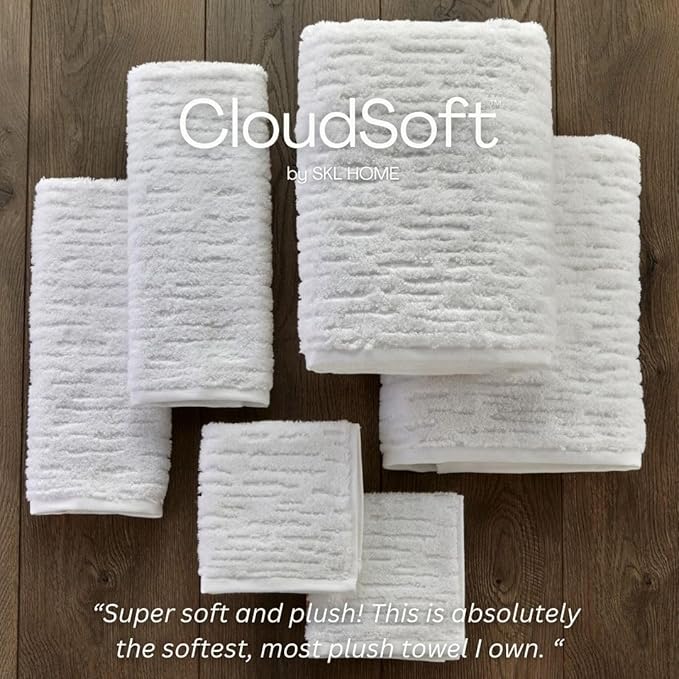 SKL Home CloudSoft 100% Cotton Luxury 6-Piece Towel Set, 600 GSM, Ultra Plush & - Image 7
